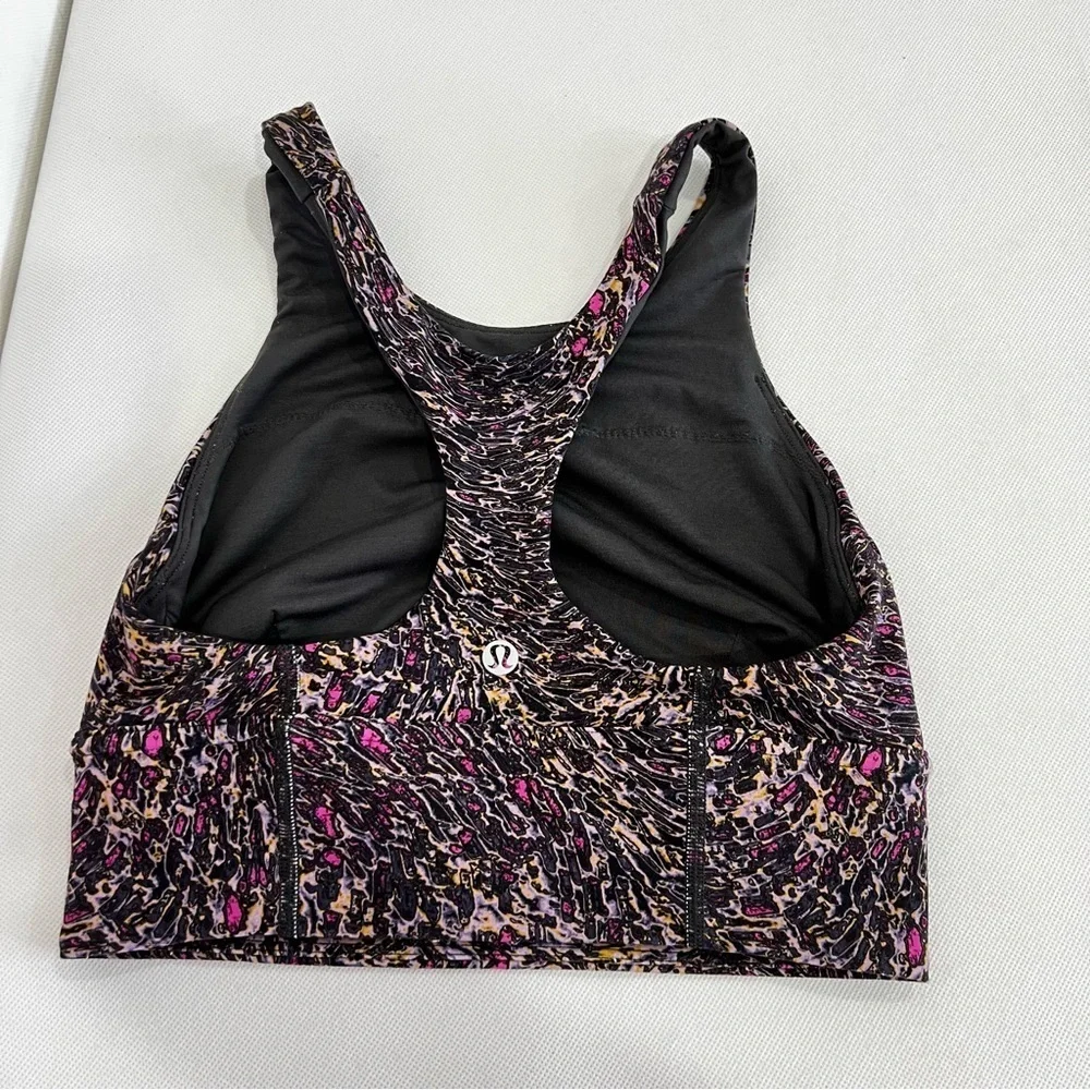 Lululemon Wunder Train Long Line Bra Size 4 Sports Bra Topography Multi